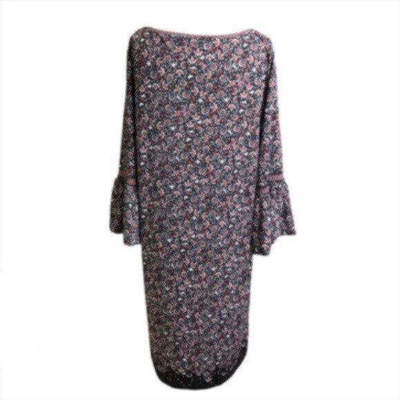 Max Studio Black & Red Floral Print Boho Business Casual Dress Large - Picture 5 of 8